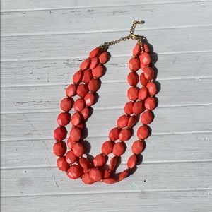 Coral and gold triple layer necklace